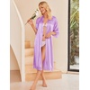 image:imageEkouaer Silk Robes for Women Lace Trim Kimono Bathrobe Bridal Robe  Bride Bridesmaid Wedding Party Robes 34 SleeveCalf Length Soft Lightweight SleepwearLavender