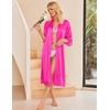 image:imageEkouaer Silk Robes for Women Lace Trim Kimono Bathrobe Bridal Robe  Bride Bridesmaid Wedding Party Robes 34 SleeveCalf Length Soft Lightweight SleepwearHot Pink