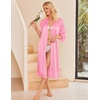 image:imageEkouaer Silk Robes for Women Lace Trim Kimono Bathrobe Bridal Robe  Bride Bridesmaid Wedding Party Robes 34 SleeveCalf Length Soft Lightweight SleepwearPeach