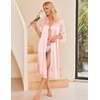 image:imageEkouaer Silk Robes for Women Lace Trim Kimono Bathrobe Bridal Robe  Bride Bridesmaid Wedding Party Robes 34 SleeveCalf Length Soft Lightweight SleepwearLight Pink