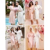 image:imageEkouaer Silk Robes for Women Lace Trim Kimono Bathrobe Bridal Robe  Bride Bridesmaid Wedding Party Robes 34 SleeveCalf Length Soft Lightweight SleepwearPink