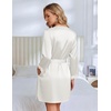 image:imageEkouaer Silk Robes for Women Short Satin Robe 34 Sleeves Kimono Bathrobe  Lace Trim Knee Length Sexy Bride Bridsmaid Robe Pockets TieWhite