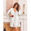 image:imageEkouaer Silk Robes for Women Short Satin Robe 34 Sleeves Kimono Bathrobe  Lace Trim Knee Length Sexy Bride Bridsmaid Robe Pockets TieWhite