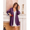 image:imageEkouaer Silk Robes for Women Short Satin Robe 34 Sleeves Kimono Bathrobe  Lace Trim Knee Length Sexy Bride Bridsmaid Robe Pockets TieWineberry