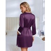 image:imageEkouaer Silk Robes for Women Short Satin Robe 34 Sleeves Kimono Bathrobe  Lace Trim Knee Length Sexy Bride Bridsmaid Robe Pockets TieWineberry