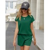 image:imageEkouaer Two Piece Sets for Women Summer Lounge Short Sets with Pocket  Soft Womens Lounge Set Crew Neck Cap Sleeve Drawstring Vacation Outfits 2 Piece Matching Sets Women ClothingDark Green