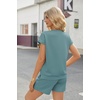 image:imageEkouaer Two Piece Sets for Women Summer Lounge Short Sets with Pocket  Soft Womens Lounge Set Crew Neck Cap Sleeve Drawstring Vacation Outfits 2 Piece Matching Sets Women ClothingSage Green