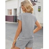 image:imageEkouaer Two Piece Sets for Women Summer Lounge Short Sets with Pocket  Soft Womens Lounge Set Crew Neck Cap Sleeve Drawstring Vacation Outfits 2 Piece Matching Sets Women ClothingHeather Grey