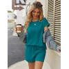 image:imageEkouaer Two Piece Sets for Women Summer Lounge Short Sets with Pocket  Soft Womens Lounge Set Crew Neck Cap Sleeve Drawstring Vacation Outfits 2 Piece Matching Sets Women ClothingTeal