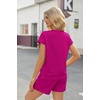 image:imageEkouaer Two Piece Sets for Women Summer Lounge Short Sets with Pocket  Soft Womens Lounge Set Crew Neck Cap Sleeve Drawstring Vacation Outfits 2 Piece Matching Sets Women ClothingHot Pink