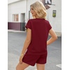 image:imageEkouaer Two Piece Sets for Women Summer Lounge Short Sets with Pocket  Soft Womens Lounge Set Crew Neck Cap Sleeve Drawstring Vacation Outfits 2 Piece Matching Sets Women ClothingWine Red