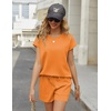 image:imageEkouaer Two Piece Sets for Women Summer Lounge Short Sets with Pocket  Soft Womens Lounge Set Crew Neck Cap Sleeve Drawstring Vacation Outfits 2 Piece Matching Sets Women ClothingOrange