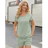 image:imageEkouaer Two Piece Sets for Women Summer Lounge Short Sets with Pocket  Soft Womens Lounge Set Crew Neck Cap Sleeve Drawstring Vacation Outfits 2 Piece Matching Sets Women ClothingAqua Green