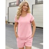 image:imageEkouaer Two Piece Sets for Women Summer Lounge Short Sets with Pocket  Soft Womens Lounge Set Crew Neck Cap Sleeve Drawstring Vacation Outfits 2 Piece Matching Sets Women ClothingLight Pink