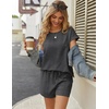 image:imageEkouaer Two Piece Sets for Women Summer Lounge Short Sets with Pocket  Soft Womens Lounge Set Crew Neck Cap Sleeve Drawstring Vacation Outfits 2 Piece Matching Sets Women ClothingHeather Charcoal