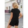 image:imageEkouaer Two Piece Sets for Women Summer Lounge Short Sets with Pocket  Soft Womens Lounge Set Crew Neck Cap Sleeve Drawstring Vacation Outfits 2 Piece Matching Sets Women ClothingBlack