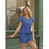 image:imageEkouaer Two Piece Sets for Women Summer Lounge Short Sets with Pocket  Soft Womens Lounge Set Crew Neck Cap Sleeve Drawstring Vacation Outfits 2 Piece Matching Sets Women ClothingDusty Blue
