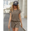 image:imageEkouaer Two Piece Sets for Women Summer Lounge Short Sets with Pocket  Soft Womens Lounge Set Crew Neck Cap Sleeve Drawstring Vacation Outfits 2 Piece Matching Sets Women ClothingCoffee