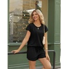 image:imageEkouaer Two Piece Sets for Women Summer Lounge Short Sets with Pocket  Soft Womens Lounge Set Crew Neck Cap Sleeve Drawstring Vacation Outfits 2 Piece Matching Sets Women ClothingBlack
