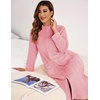 image:imageEkouaer Women Zipper Robe Fleece Long Sleeves Bathrobe Sleepwear Warm Soft Housecoat with Pockets Zip Up House DressesPink