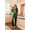 image:imageEkouaer Womens Classic Button Down Long Satin Silk Pajama Set  Soft Satin Pajamas MixMatch Daily Look Chest PocketElastic Waist Gift For LadiesArmy Green