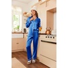 image:imageEkouaer Womens Classic Button Down Long Satin Silk Pajama Set  Soft Satin Pajamas MixMatch Daily Look Chest PocketElastic Waist Gift For LadiesBlue