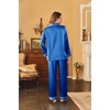 image:imageEkouaer Womens Classic Button Down Long Satin Silk Pajama Set  Soft Satin Pajamas MixMatch Daily Look Chest PocketElastic Waist Gift For LadiesBlue