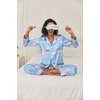 image:imageEkouaer Womens Classic Button Down Long Satin Silk Pajama Set  Soft Satin Pajamas MixMatch Daily Look Chest PocketElastic Waist Gift For LadiesBlue Floral