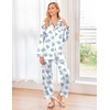 image:imageEkouaer Womens Classic Button Down Long Satin Silk Pajama Set  Soft Satin Pajamas MixMatch Daily Look Chest PocketElastic Waist Gift For LadiesBlue Floral Print