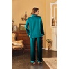 image:imageEkouaer Womens Classic Button Down Long Satin Silk Pajama Set  Soft Satin Pajamas MixMatch Daily Look Chest PocketElastic Waist Gift For LadiesBlue Green