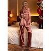 image:imageEkouaer Womens Classic Button Down Long Satin Silk Pajama Set  Soft Satin Pajamas MixMatch Daily Look Chest PocketElastic Waist Gift For LadiesBrown