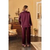 image:imageEkouaer Womens Classic Button Down Long Satin Silk Pajama Set  Soft Satin Pajamas MixMatch Daily Look Chest PocketElastic Waist Gift For LadiesBurgundy