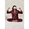 image:imageEkouaer Womens Classic Button Down Long Satin Silk Pajama Set  Soft Satin Pajamas MixMatch Daily Look Chest PocketElastic Waist Gift For LadiesBurgundy