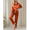 image:imageEkouaer Womens Classic Button Down Long Satin Silk Pajama Set  Soft Satin Pajamas MixMatch Daily Look Chest PocketElastic Waist Gift For LadiesCaramel