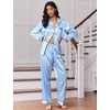 image:imageEkouaer Womens Classic Button Down Long Satin Silk Pajama Set  Soft Satin Pajamas MixMatch Daily Look Chest PocketElastic Waist Gift For LadiesClear Blue