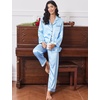 image:imageEkouaer Womens Classic Button Down Long Satin Silk Pajama Set  Soft Satin Pajamas MixMatch Daily Look Chest PocketElastic Waist Gift For LadiesClear Blue