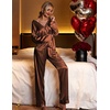 image:imageEkouaer Womens Classic Button Down Long Satin Silk Pajama Set  Soft Satin Pajamas MixMatch Daily Look Chest PocketElastic Waist Gift For LadiesDeep Brown