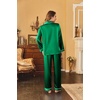 image:imageEkouaer Womens Classic Button Down Long Satin Silk Pajama Set  Soft Satin Pajamas MixMatch Daily Look Chest PocketElastic Waist Gift For LadiesGreen