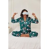 image:imageEkouaer Womens Classic Button Down Long Satin Silk Pajama Set  Soft Satin Pajamas MixMatch Daily Look Chest PocketElastic Waist Gift For LadiesGreen Floral