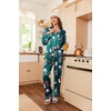 image:imageEkouaer Womens Classic Button Down Long Satin Silk Pajama Set  Soft Satin Pajamas MixMatch Daily Look Chest PocketElastic Waist Gift For LadiesGreen Floral
