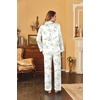 image:imageEkouaer Womens Classic Button Down Long Satin Silk Pajama Set  Soft Satin Pajamas MixMatch Daily Look Chest PocketElastic Waist Gift For LadiesGreen Leaf Print