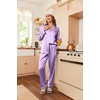 image:imageEkouaer Womens Classic Button Down Long Satin Silk Pajama Set  Soft Satin Pajamas MixMatch Daily Look Chest PocketElastic Waist Gift For LadiesLavender