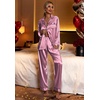 image:imageEkouaer Womens Classic Button Down Long Satin Silk Pajama Set  Soft Satin Pajamas MixMatch Daily Look Chest PocketElastic Waist Gift For LadiesLotus Color