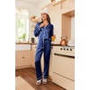 image:imageEkouaer Womens Classic Button Down Long Satin Silk Pajama Set  Soft Satin Pajamas MixMatch Daily Look Chest PocketElastic Waist Gift For LadiesNavy Blue