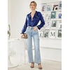 image:imageEkouaer Womens Classic Button Down Long Satin Silk Pajama Set  Soft Satin Pajamas MixMatch Daily Look Chest PocketElastic Waist Gift For LadiesNavy Blue