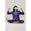 image:imageEkouaer Womens Classic Button Down Long Satin Silk Pajama Set  Soft Satin Pajamas MixMatch Daily Look Chest PocketElastic Waist Gift For LadiesNavy Blue