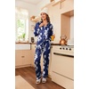 image:imageEkouaer Womens Classic Button Down Long Satin Silk Pajama Set  Soft Satin Pajamas MixMatch Daily Look Chest PocketElastic Waist Gift For LadiesNavy Floral