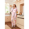 image:imageEkouaer Womens Classic Button Down Long Satin Silk Pajama Set  Soft Satin Pajamas MixMatch Daily Look Chest PocketElastic Waist Gift For LadiesPink Floral