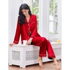 image:imageEkouaer Womens Classic Button Down Long Satin Silk Pajama Set  Soft Satin Pajamas MixMatch Daily Look Chest PocketElastic Waist Gift For LadiesRed