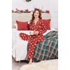 image:imageEkouaer Womens Classic Button Down Long Satin Silk Pajama Set  Soft Satin Pajamas MixMatch Daily Look Chest PocketElastic Waist Gift For LadiesRed Christmas Elk